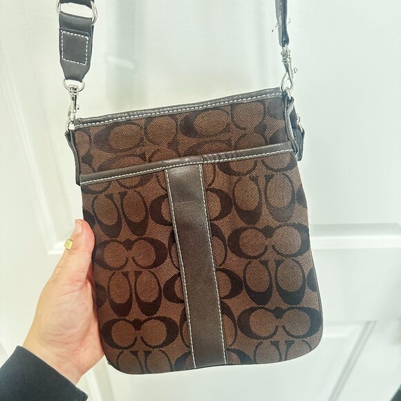Coach Brown Signature Crossbody Bag - Picture 1 of 7